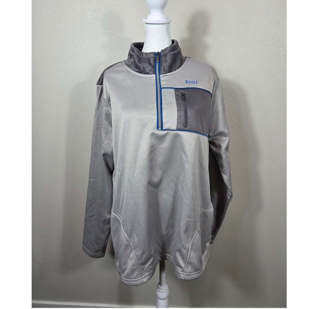 Cruel Girl Woman's Western Quarter Zip Gray & Blue Sweatshirt Size XL Cozy Core